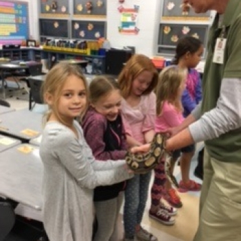 The Cincinnati Zoo program brought a snake to the elementary for kids to hold and touch.
